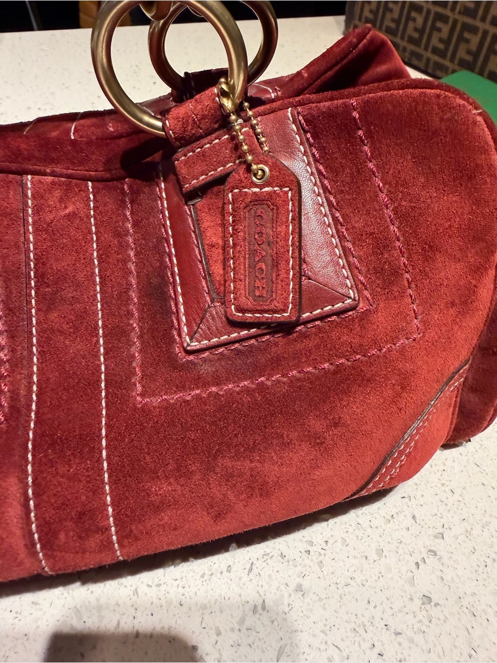 Coach Mia Suede in Deep red shoulder bag - Picture 9 of 16